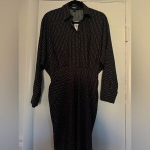 Express Black and White Striped Long Sleeve Dress